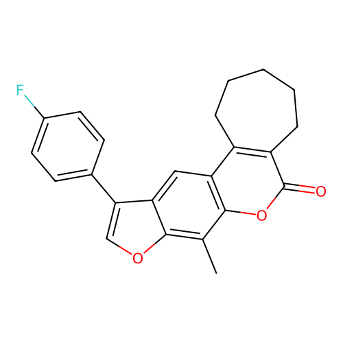 11-(4-fluorophenyl)-8-methyl-2,3,4,5-tetrahydrocyclohepta[c]furo[3,2-g]chromen-6(1H)-one structure