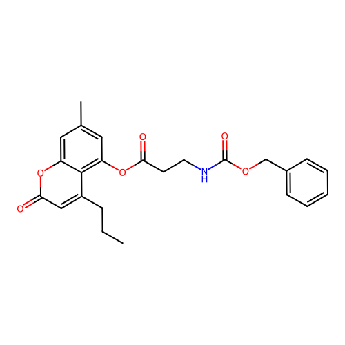 7-methyl-2-oxo-4-propyl-2H-chromen-5-yl N-[(benzyloxy)carbonyl]-beta-alaninate structure