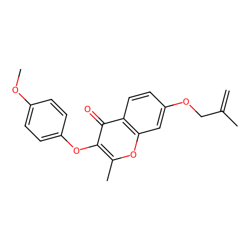 3-(4-methoxyphenoxy)-2-methyl-7-((2-methylallyl)oxy)-4H-chromen-4-one structure