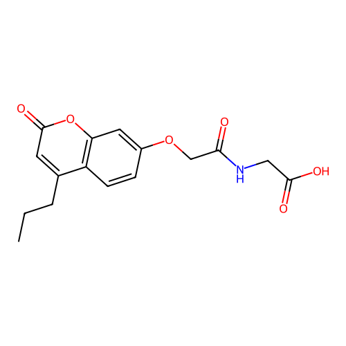 N-{[(2-oxo-4-propyl-2H-chromen-7-yl)oxy]acetyl}glycine structure