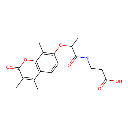 N-{2-[(3,4,8-trimethyl-2-oxo-2H-chromen-7-yl)oxy]propanoyl}-beta-alanine structure