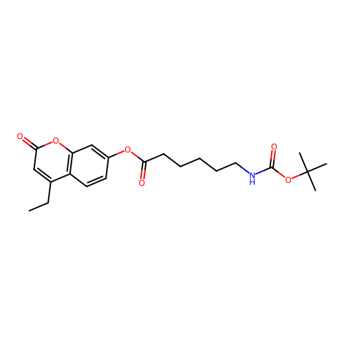 4-ethyl-2-oxo-2H-chromen-7-yl 6-((tert-butoxycarbonyl)amino)hexanoate structure