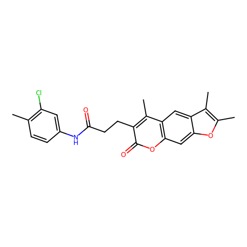 N-(3-chloro-4-methylphenyl)-3-(2,3,5-trimethyl-7-oxo-7H-furo[3,2-g]chromen-6-yl)propanamide structure