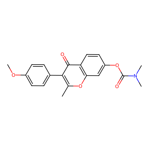 3-(4-methoxyphenyl)-2-methyl-4-oxo-4H-chromen-7-yl dimethylcarbamate structure