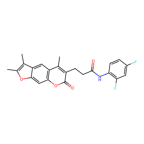 N-(2,4-difluorophenyl)-3-(2,3,5-trimethyl-7-oxo-7H-furo[3,2-g]chromen-6-yl)propanamide structure
