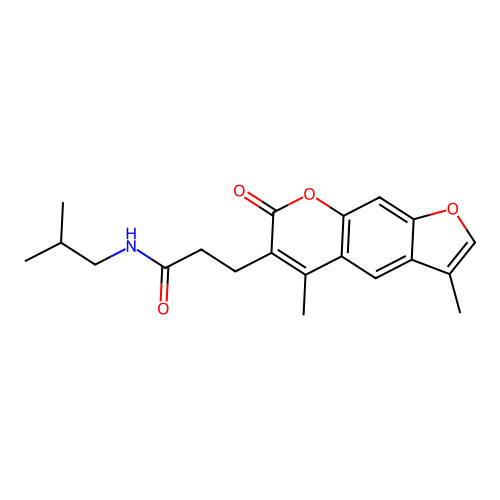 3-(3,5-dimethyl-7-oxo-7H-furo[3,2-g]chromen-6-yl)-N-isobutylpropanamide structure