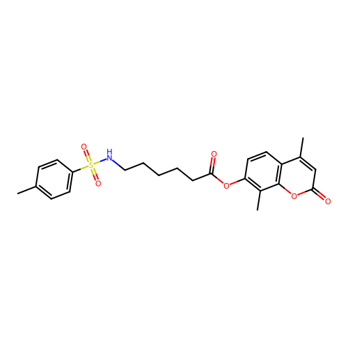 4,8-dimethyl-2-oxo-2H-chromen-7-yl 6-{[(4-methylphenyl)sulfonyl]amino}hexanoate structure