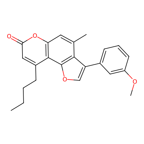 9-butyl-3-(3-methoxyphenyl)-4-methyl-7H-furo[2,3-f]chromen-7-one structure