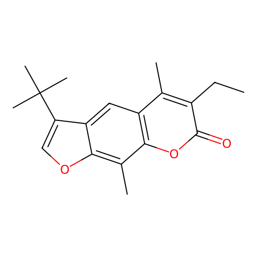 3-tert-butyl-6-ethyl-5,9-dimethyl-7H-furo[3,2-g]chromen-7-one structure