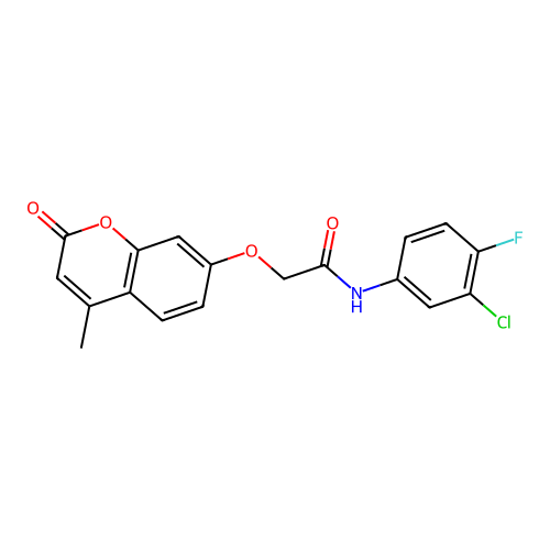 N-(3-chloro-4-fluorophenyl)-2-((4-methyl-2-oxo-2H-chromen-7-yl)oxy)acetamide structure