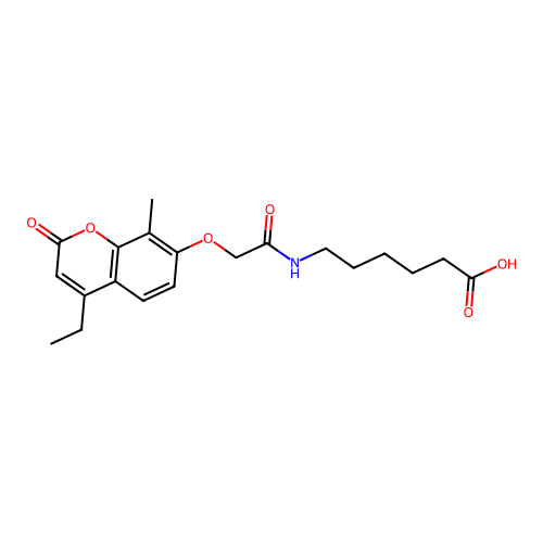 6-({[(4-ethyl-8-methyl-2-oxo-2H-chromen-7-yl)oxy]acetyl}amino)hexanoic acid structure