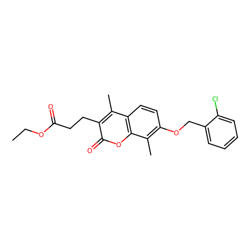 ethyl 3-{7-[(2-chlorobenzyl)oxy]-4,8-dimethyl-2-oxo-2H-chromen-3-yl}propanoate structure