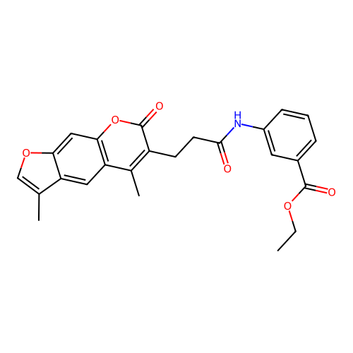 ethyl 3-(3-(3,5-dimethyl-7-oxo-7H-furo[3,2-g]chromen-6-yl)propanamido)benzoate structure