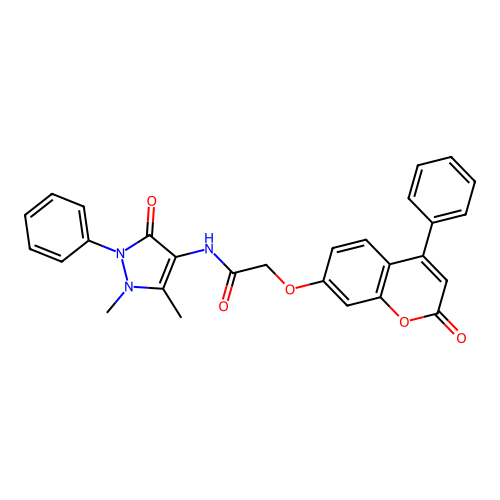 N-(1,5-dimethyl-3-oxo-2-phenyl-2,3-dihydro-1H-pyrazol-4-yl)-2-((2-oxo-4-phenyl-2H-chromen-7-yl)oxy)acetamide structure