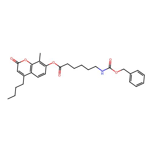4-butyl-8-methyl-2-oxo-2H-chromen-7-yl 6-(((benzyloxy)carbonyl)amino)hexanoate structure