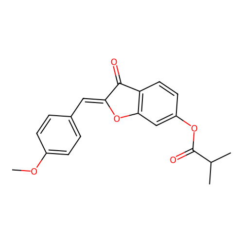 (Z)-2-(4-methoxybenzylidene)-3-oxo-2,3-dihydrobenzofuran-6-yl isobutyrate structure