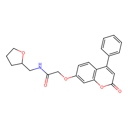 2-((2-oxo-4-phenyl-2H-chromen-7-yl)oxy)-N-((tetrahydrofuran-2-yl)methyl)acetamide structure