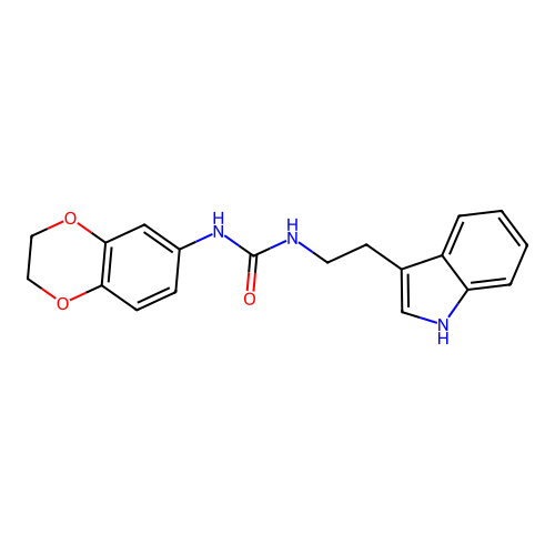 1-(2,3-dihydro-1,4-benzodioxin-6-yl)-3-[2-(1H-indol-3-yl)ethyl]urea structure
