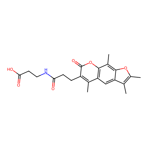 3-(3-(2,3,5,9-tetramethyl-7-oxo-7H-furo[3,2-g]chromen-6-yl)propanamido)propanoic acid structure