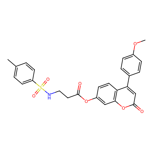4-(4-methoxyphenyl)-2-oxo-2H-chromen-7-yl 3-(4-methylphenylsulfonamido)propanoate structure