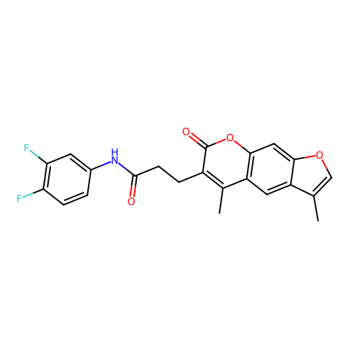 N-(3,4-difluorophenyl)-3-(3,5-dimethyl-7-oxo-7H-furo[3,2-g]chromen-6-yl)propanamide structure
