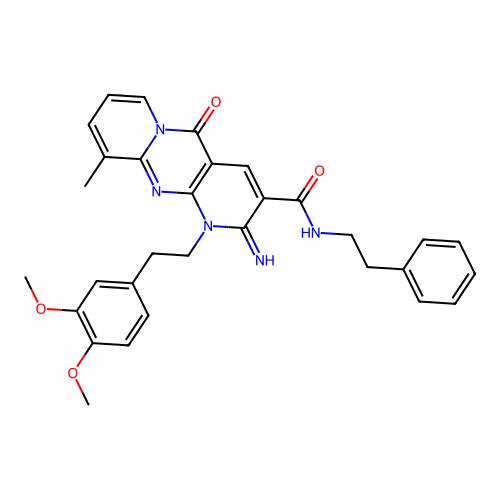 1-[2-(3,4-dimethoxyphenyl)ethyl]-2-imino-10-methyl-5-oxo-N-(2-phenylethyl)-1,5-dihydro-2H-dipyrido[1,2-a:2',3'-d]pyrimidine-3-carboxamide structure