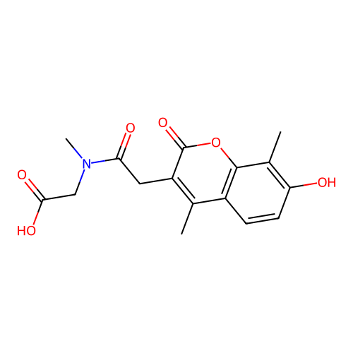 N-[(7-hydroxy-4,8-dimethyl-2-oxo-2H-chromen-3-yl)acetyl]-N-methylglycine structure