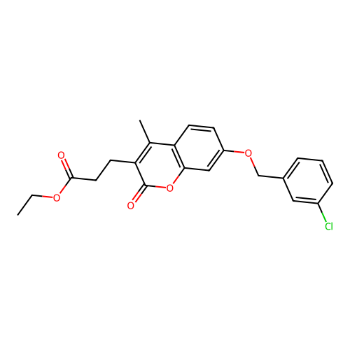 ethyl 3-{7-[(3-chlorobenzyl)oxy]-4-methyl-2-oxo-2H-chromen-3-yl}propanoate structure
