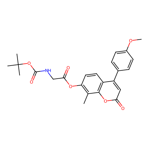 4-(4-methoxyphenyl)-8-methyl-2-oxo-2H-chromen-7-yl 2-((tert-butoxycarbonyl)amino)acetate structure