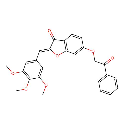 (Z)-6-(2-oxo-2-phenylethoxy)-2-(3,4,5-trimethoxybenzylidene)benzofuran-3(2H)-one structure