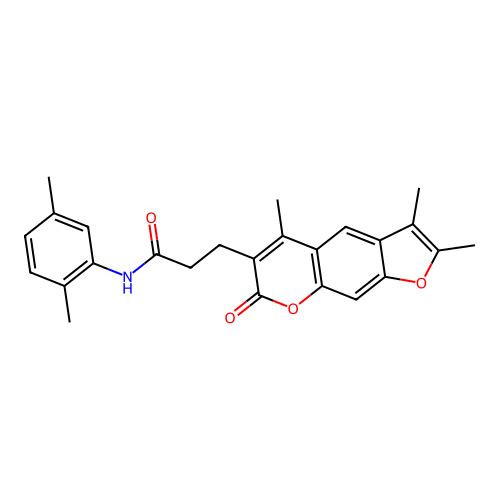 N-(2,5-dimethylphenyl)-3-(2,3,5-trimethyl-7-oxo-7H-furo[3,2-g]chromen-6-yl)propanamide structure