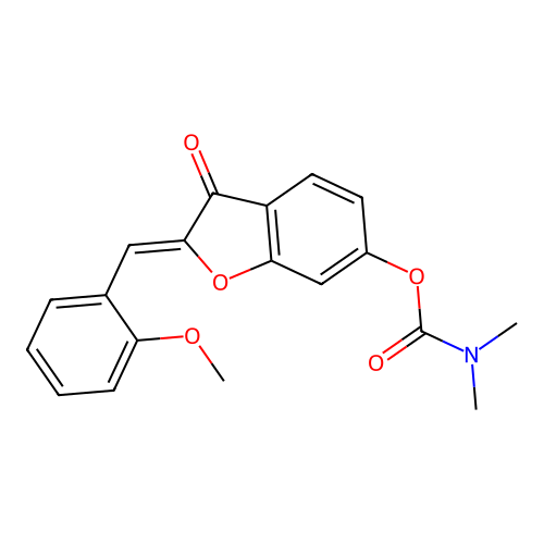 (Z)-2-(2-methoxybenzylidene)-3-oxo-2,3-dihydrobenzofuran-6-yl dimethylcarbamate structure