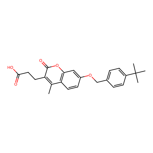 3-{7-[(4-tert-butylbenzyl)oxy]-4-methyl-2-oxo-2H-chromen-3-yl}propanoic acid structure
