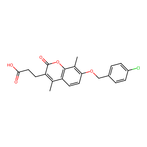 3-{7-[(4-chlorobenzyl)oxy]-4,8-dimethyl-2-oxo-2H-chromen-3-yl}propanoic acid structure