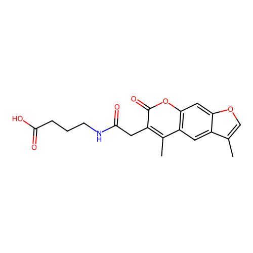 4-{[(3,5-dimethyl-7-oxo-7H-furo[3,2-g]chromen-6-yl)acetyl]amino}butanoic acid structure