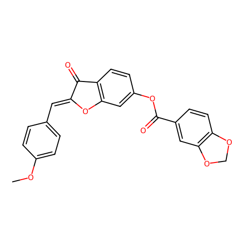 (Z)-2-(4-methoxybenzylidene)-3-oxo-2,3-dihydrobenzofuran-6-yl benzo[d][1,3]dioxole-5-carboxylate structure