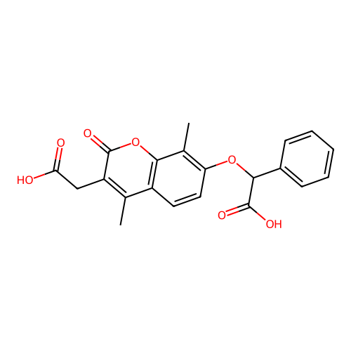 {[3-(carboxymethyl)-4,8-dimethyl-2-oxo-2H-chromen-7-yl]oxy}(phenyl)acetic acid structure