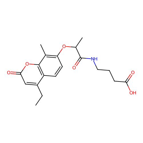 4-({2-[(4-ethyl-8-methyl-2-oxo-2H-chromen-7-yl)oxy]propanoyl}amino)butanoic acid structure