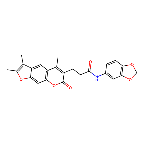 N-(benzo[d][1,3]dioxol-5-yl)-3-(2,3,5-trimethyl-7-oxo-7H-furo[3,2-g]chromen-6-yl)propanamide structure