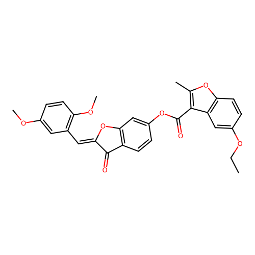 (2Z)-2-(2,5-dimethoxybenzylidene)-3-oxo-2,3-dihydro-1-benzofuran-6-yl 5-ethoxy-2-methyl-1-benzofuran-3-carboxylate structure