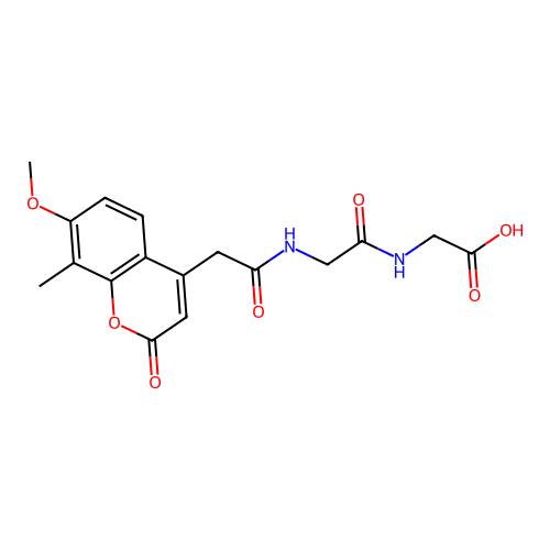 N-[(7-methoxy-8-methyl-2-oxo-2H-chromen-4-yl)acetyl]glycylglycine structure