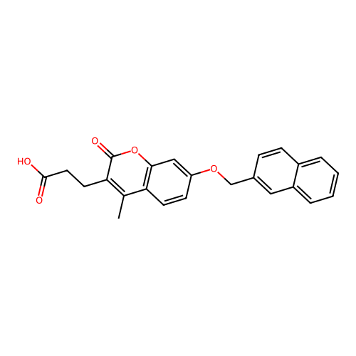 3-[4-methyl-7-(2-naphthylmethoxy)-2-oxo-2H-chromen-3-yl]propanoic acid structure