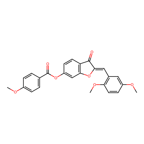 (Z)-2-(2,5-dimethoxybenzylidene)-3-oxo-2,3-dihydrobenzofuran-6-yl 4-methoxybenzoate structure