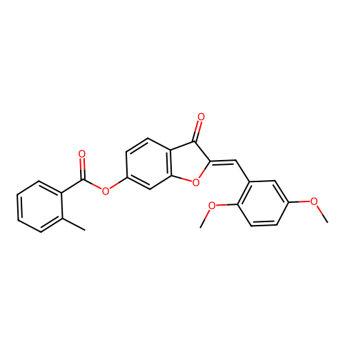 (2Z)-2-(2,5-dimethoxybenzylidene)-3-oxo-2,3-dihydro-1-benzofuran-6-yl 2-methylbenzoate structure
