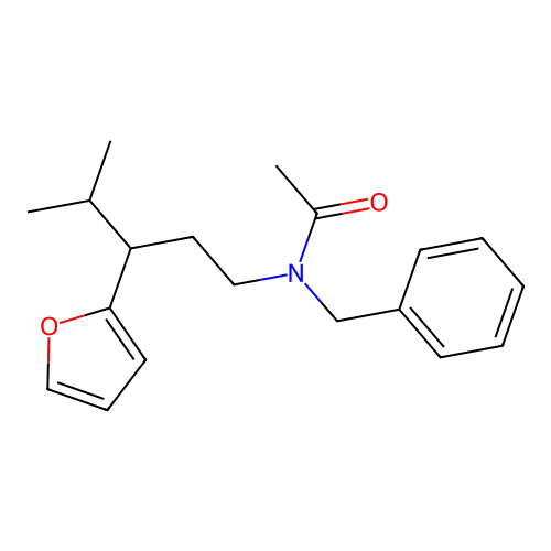 N-benzyl-N-[3-(furan-2-yl)-4-methylpentyl]acetamide structure