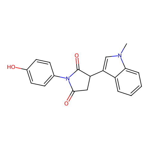 1-(4-hydroxyphenyl)-3-(1-methyl-1H-indol-3-yl)pyrrolidine-2,5-dione structure