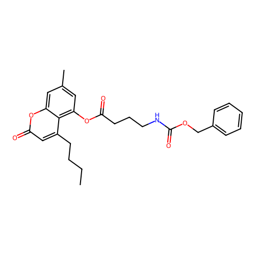 4-butyl-7-methyl-2-oxo-2H-chromen-5-yl 4-(((benzyloxy)carbonyl)amino)butanoate structure