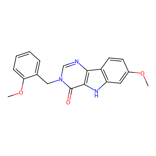 7-methoxy-3-(2-methoxybenzyl)-3H-pyrimido[5,4-b]indol-4(5H)-one structure