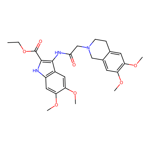 ethyl 3-(2-(6,7-dimethoxy-3,4-dihydroisoquinolin-2(1H)-yl)acetamido)-5,6-dimethoxy-1H-indole-2-carboxylate structure
