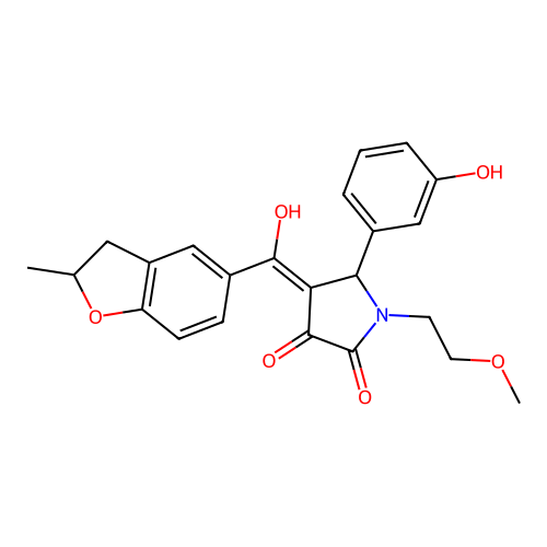 3-hydroxy-5-(3-hydroxyphenyl)-1-(2-methoxyethyl)-4-(2-methyl-2,3-dihydro-1-benzofuran-5-carbonyl)-2,5-dihydro-1H-pyrrol-2-one structure